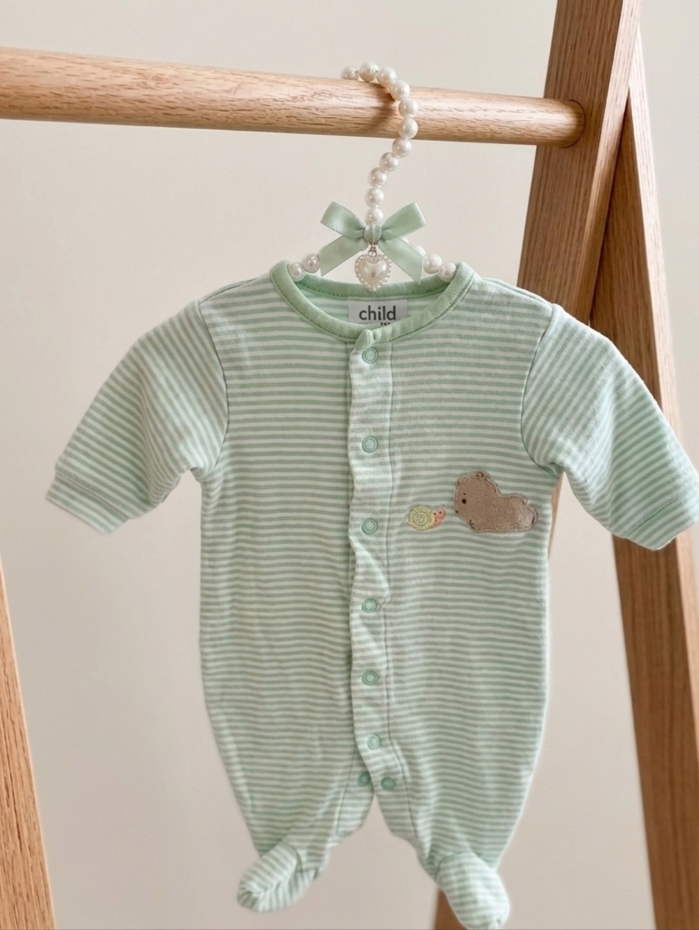 Child Of Mine by Carter's Baby's Newborn Green Striped Footie